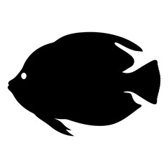 Obraz premium Black silhouette of a tropical fish isolated against a white background