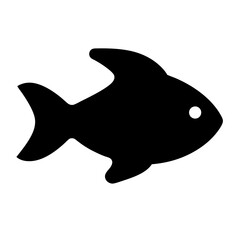 Black and white depiction of a swimming fish in simple vector form