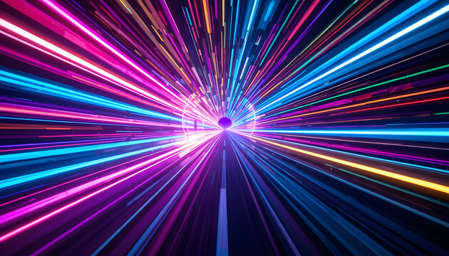 colorful abstract rays background with bright glowing light effects