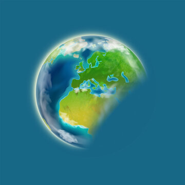 planet Earth in blue background