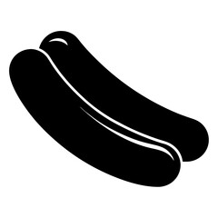 Simple Black and White Graphic Representation of a Hot Dog Sandwich
