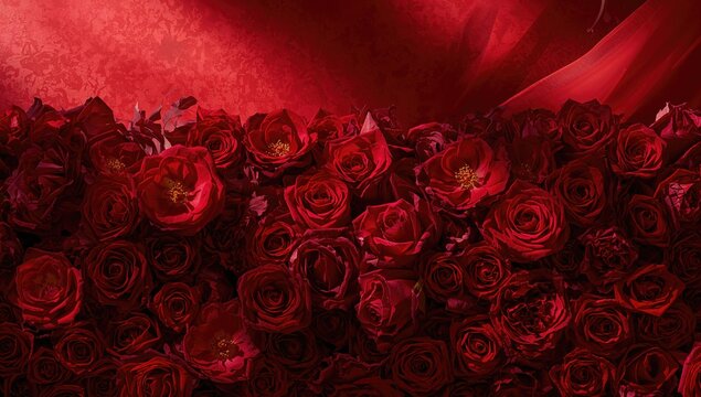 Background of red roses, ideal for editorial header, Valentine's Day