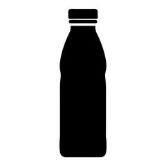 Stylized black silhouette illustration of a bottle with a cap on white