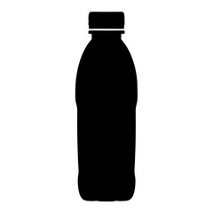 Simple silhouette of a plastic bottle with a black cap on white