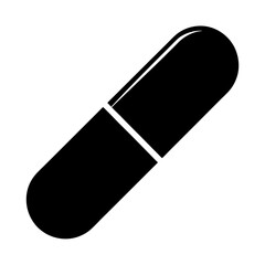 Black and White Image of a Pharmaceutical Capsule with a Shiny Appearance