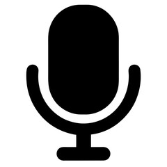 Simple Black Microphone Icon, Audio Recording, Broadcast and Podcast Symbol
