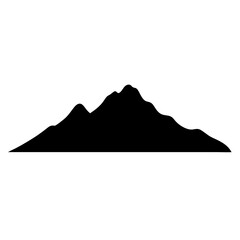 Black silhouette of mountain range against a white background landscape view