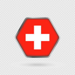 Obraz premium Switzerland flag in a hexagon frame.