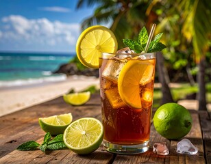 Classic Long Island Iced Tea with a Lemon Garnish
