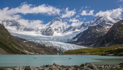 Glacier Mountain Range Showcasing Seasonal
