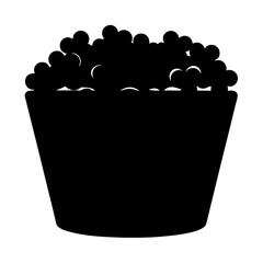 Monochrome Silhouette of a Popcorn Bucket Overflowing with Delicious Kernels