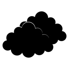 Two black clouds clustered together creating a sense of weather or graphic