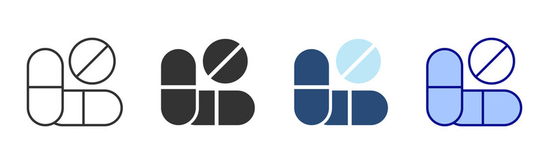 Pills Icon Set. Designed In Multi Style