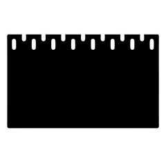 Black rectangular shape with evenly spaced notches along the top edge