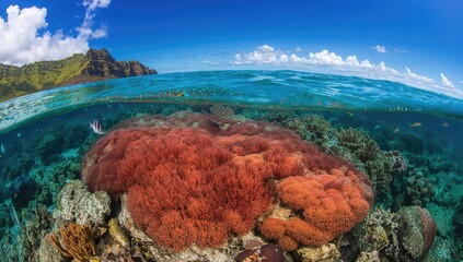 Vibrant coral formations thriving underwater in various locations