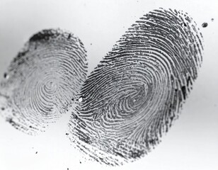 fingerprints forming heart shape in black ink showing detailed ridge patterns and forensic identification marks