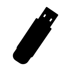 Black silhouette of a USB flash drive used for data storage