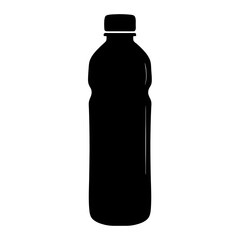 Black silhouette of a plastic bottle on a white background image