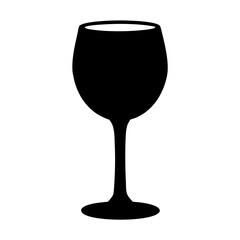 Elegant black silhouette of a stemmed wine glass against a white background