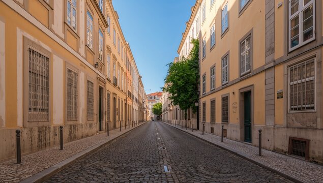 Fototapeta Ancient urban lane in a European capital