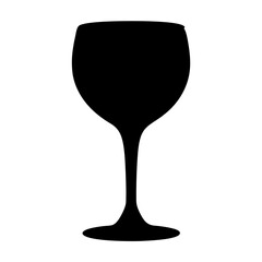 Simple graphic illustration of a black silhouette of a wine glass