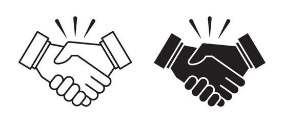 Handshake, business cooperation, partner, and other icons. Handshake sign for web or app in line and silhouette style. Vector illustration