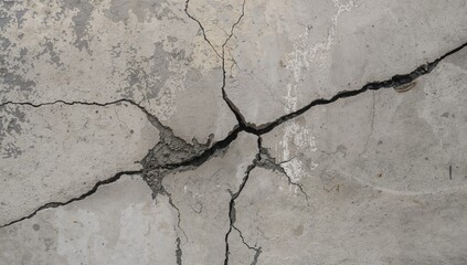 Close-up texture of cracked cement plaster on wall surface