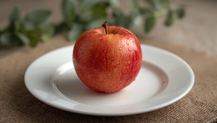 Apple on a plate, a vitamin-rich fruit option, beneficial for health