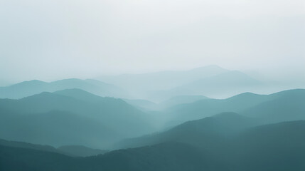 Misty Mountain Layers Panorama, fog in the mountains
