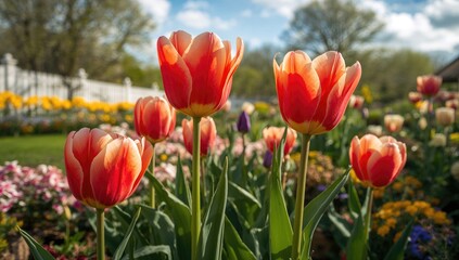 Stunning Tulip Blooms in a Natural Setting, Spring and Summer Vibes, Floral Elegance with White Petals