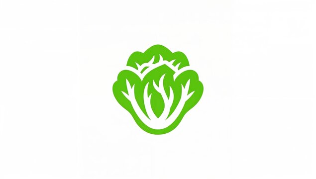 Icon of leafy green lettuce representing vegetables and salads, with an organic theme. Vector outline with adjustable stroke on a white background.