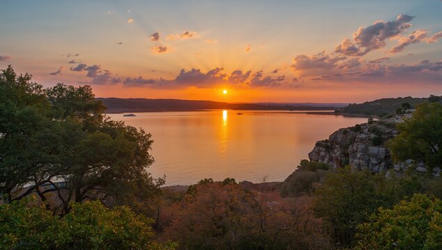 Arches by Lake Travis in Austin, showcasing seasonal change