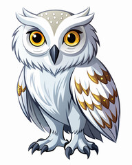 Fototapeta premium White Owl ,full body , real print Style, white background 