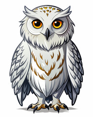 White Owl ,full body , real print Style, white background	