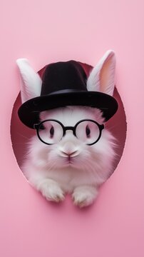 Rabbit Wearing a Fedora and Glasses