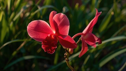 Fototapeta premium Gorgeous crimson Cattleya orchid flowering