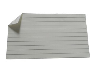 A single sheet of lined paper with a bent corner isolated on transparent background