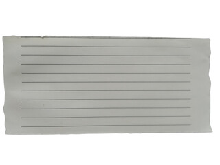 Torn edge document with lines of text and blank spaces isolated on transparent background