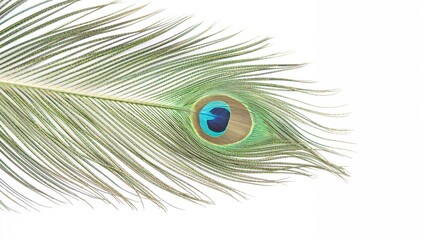 Obraz premium Beautiful peacock feather, vibrant colors and intricate patterns, ideal for editorial header background