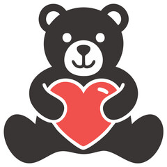 Obraz premium Cute Teddy Bear Holding a Red Heart for Love, Romance, and Affection