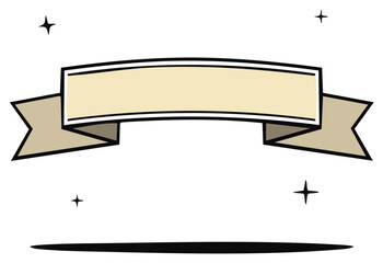 Festive beige ribbon banner with subtle stars, ideal for special occasion graphic overlays and invitations.
