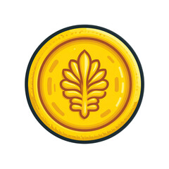 A vibrant illustration of a golden coin with an oak leaf design, perfect for financial or decorative concepts.