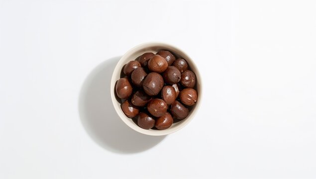 Brown chestnuts arranged in a bowl on a light background, fiber-dense choice