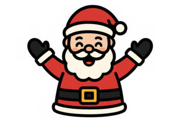 Santa claus cartoon character happily welcoming christmas holidays, having fun and celebrating, transparent background