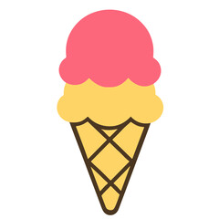 Vector illustration of ice cream cone, sweet summer dessert design