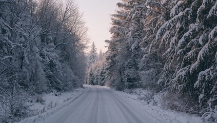 Obraz premium Road Conditions in Snowy Weather
