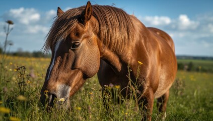 Equine Grazing in a Field