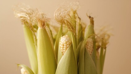 Obraz premium Baby corn is harvested before maturity, offering a fiber-dense choice