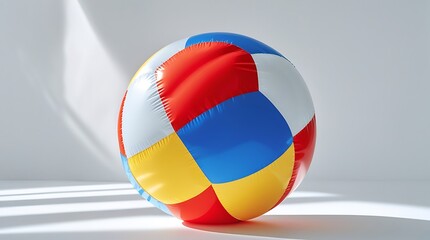 Naklejka premium Colorful patchwork ball with red blue yellow and white sections isolated on white background