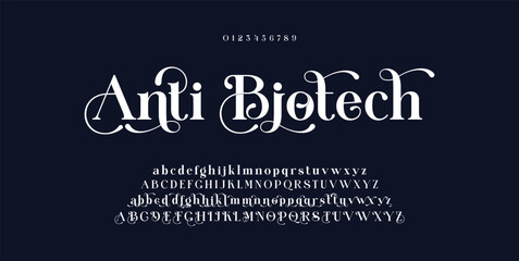 Elegant alphabet letters font and number. Classic Lettering Minimal Fashion Designs. Typography modern serif fonts decorative vintage wedding concept. vector illustration